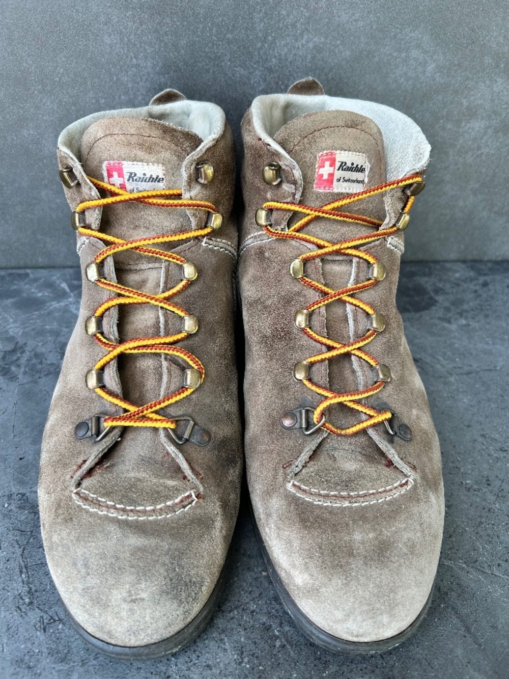 VTG Vintage RAICHLE Switzerland Mens Brown Suede 1970s Hiking Boots V10 Size 9M
